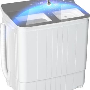 Pataku Portable Washing Machine, 17.6 Lbs Compact Mini Washer and Dryer Combo,Twin Tub Laundry Washer with Spin Cycle, Soaking Function Ideal for Apartment, Dorms, RVs Camping, Grey