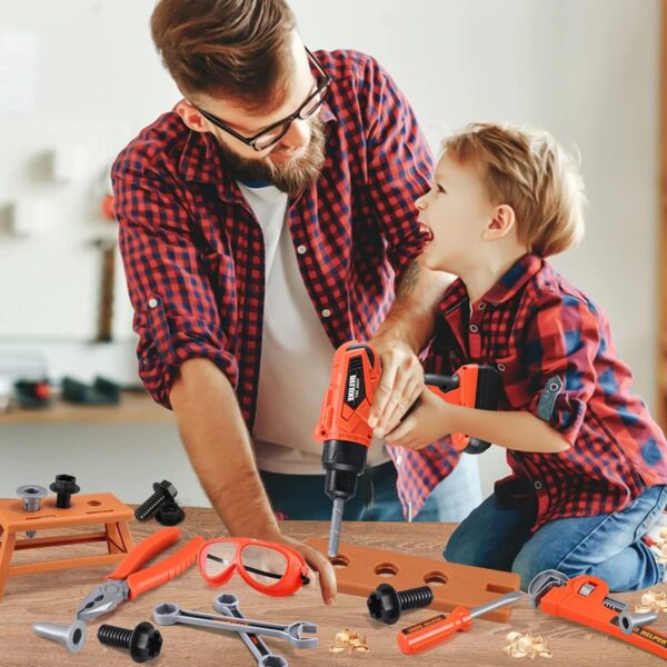 Kids Tool Set – Zealous 48 pcs Toddler Tool Set with Tool Box & Electronic Toy Drill, Pretend Play Kids Toys, Toy Construction Tools for Kids Ages 3,4,5,6,7,8 Years Old (A-Orange) - Image 6