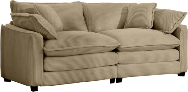 80.31" Corduroy Loveseat Sofa Couch 2 Seat Extra Deep Love Seat Sofa with 4 Pillows Modern Upholstered Comfy Couches Modular Sofa for Living Room Bedroom Office Apartment, Green - Image 3
