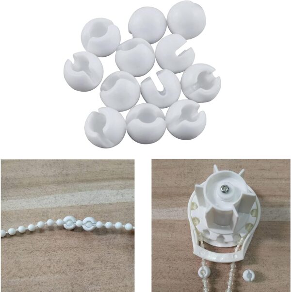 12PCS Bead Chain Crimp Stop for Roller Shades Clear Beaded Chain Stop for Beaded Chain, Blinds Bead Accessories, White - Image 2