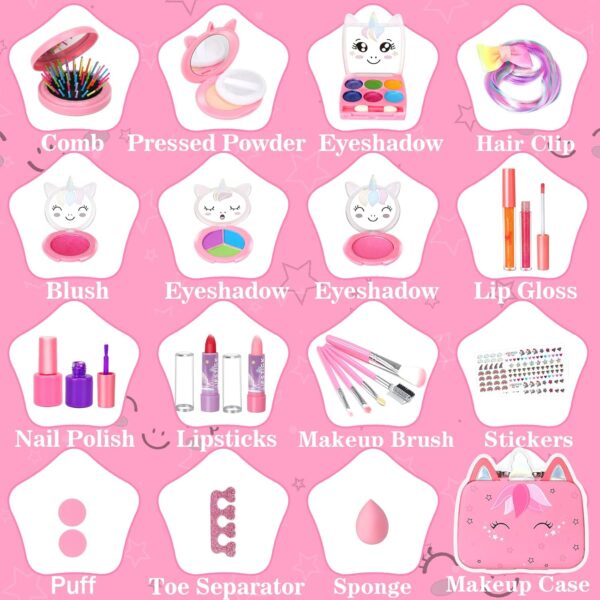 Kids Washable Makeup Girls Toys - Girls Makeup Kit for Kids Make up Set Real Makeup for Kid Little Girls Toddlers Children Princess Christmas Birthday Gifts Toys for 3 4 5 6 7 8 9 10 Year Old Girls - Image 4