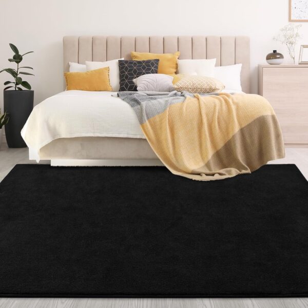 Large Ultra Soft Modern Area Rugs for Living Room Bedroom, 5x8 Feet Black Thickened Memory Foam Indoor Solid Minimalist Carpets, Non-Slip Comfy Rug for Boys Girls Nursery Room Home Decor - Image 7
