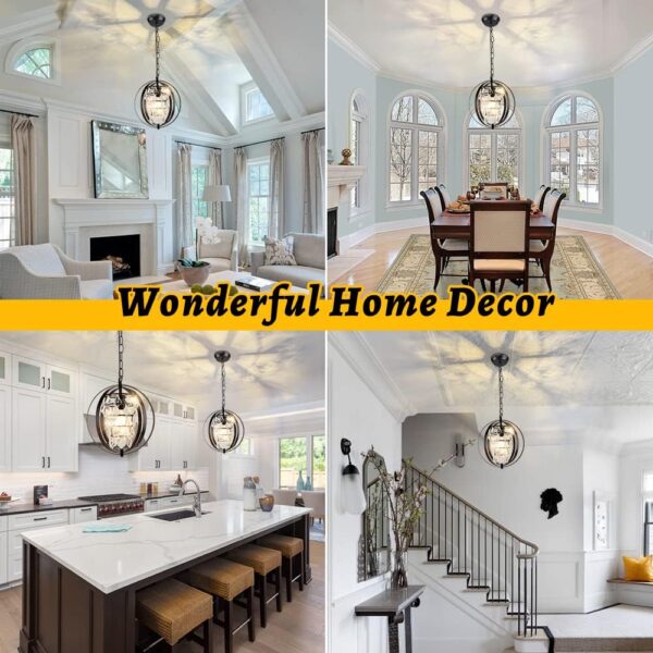 Depuley 19" Modern Small Crystal Chandelier, 6 Lights 3-Tier Luxury Chandeliers Adjustable, Black Round Chandelier Light Fixture for Dining Room, Hallway, Living Room, Bedroom(E12 Bulbs Included) - Image 2