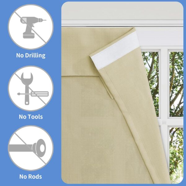 Easy-Going Linen Look French Door Curtains, Light Filgtering Privacy Window Door Curtain for Patio Glass Door Blind Tie Up Shade, 1 Panel, 26x68 inch, Natural - Image 2