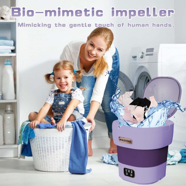 Mini Washing Machine, 13L Portable Washer, Foldable Washing Machine with Spin, Small Portable Washer and Dryer Combo for Apartments, Camping, Travel(Purple) - Image 7