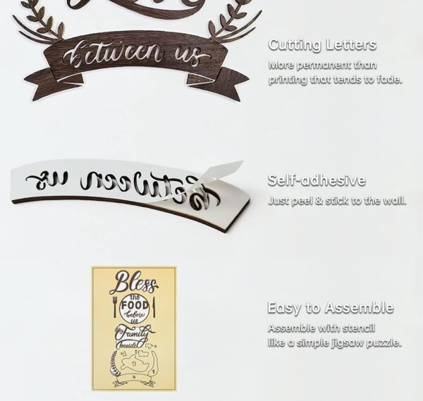 DecorSmart Wood Farmhouse Kitchen Wall Decor Decorations Wall Dining Room Wall Decor Kitchen Signs Quotes Bless The Food Modern Farmhouse Style 129 - Image 5