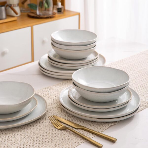AmorArc Ceramic Dinnerware Sets,Handmade Reactive Glaze Plates and Bowls Set,Highly Chip and Crack Resistant | Dishwasher & Microwave Safe Dishes Set,Service for 6 (18pc) - Image 5