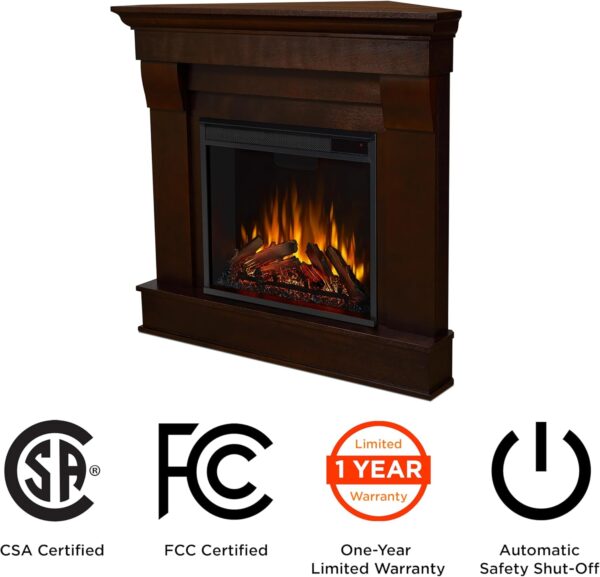 Real Flame Chateau 41" Corner Electric Fireplace with Mantel for Living Room or Bedroom, Replaceable Fireplace Insert Heater, Realistic Log and Flame Effect, Remote Control, Timer. - Image 7