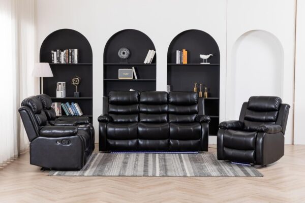 Home Theater Seating Manual Recliner Chair, Faux Leather Home Theater Seating Manual Recliner, Palomino Fabric Single Sofa, Nursery Chair, for Living Room Bedroom Office - Image 4