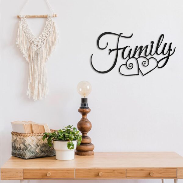 Ferraycle Metal Family Wall Decor Sign Art Rustic Family Wall Decor Wall Hanging Decoration Family Signs Home Wall Decor for Living Room Bedroom Dining Room Kitchen (Black) - Image 2
