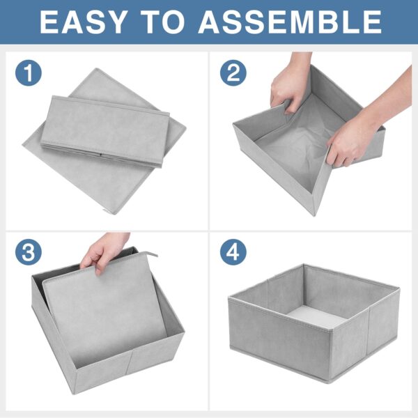 Criusia Drawer Organizer for Clothing, 12 Pack Sock Underwear Drawer Organizer Bins, Foldable Fabric Closet Organizers and Storage, Dresser Drawer Dividers for Baby Clothes, Bra, Scarves, Belt, Tie - Image 7