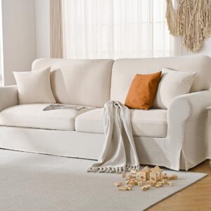 KKLAND 97 Inch Couch for Living Room, Cloud Couch with Extra Deep Seats, Loveseat Sofa with Thick Cushions and Comfy Pillows, Sturdy and Durable Designed Modern Sofa, Living Room Furniture, Beige