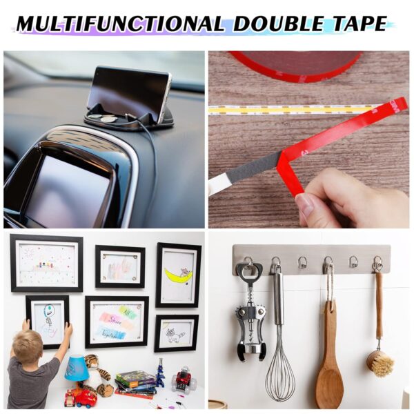 Double Sided Tape 2 Rolls, Heavy Duty Mounting Tape, 16.5FT x 0.94IN Adhesive Foam Tape Made with 3M VHB for Home Office Decor - Image 7