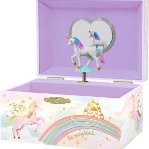 Musical Unicorn Jewelry Box for Girls - Kids Jewelry Box with Spinning Unicorn, Unicorn Gifts for Girls, Unicorn Toys - 6 x 4.7 x 3.5 in