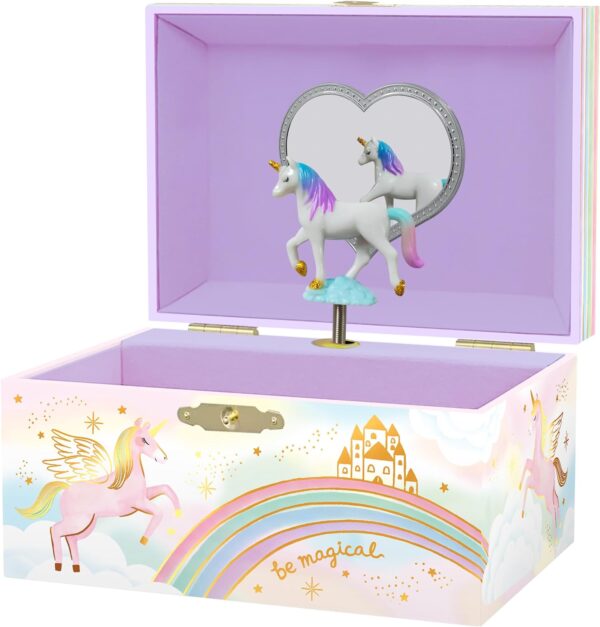 Musical Unicorn Jewelry Box for Girls - Kids Jewelry Box with Spinning Unicorn, Unicorn Gifts for Girls, Unicorn Toys - 6 x 4.7 x 3.5 in