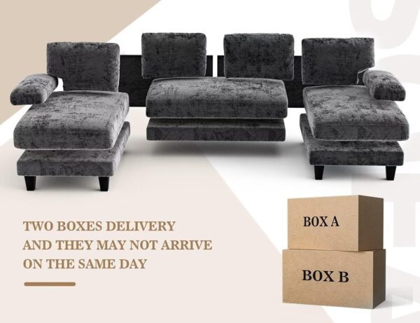U Shaped Sectional Couches for Living Room, 111 Inch Modular Sofa with Double Chaise, Large Lounge Couch for Apartment,Grey - Image 6