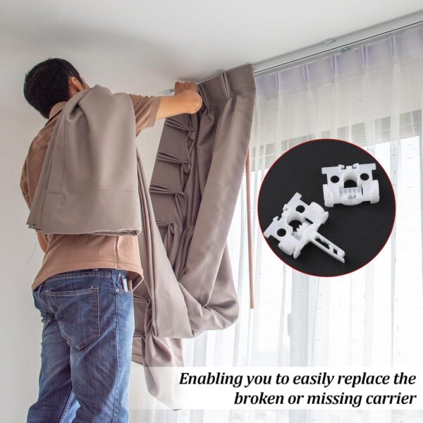 12 PCS Vertical Blinds Repair Kit Carrier with Stem and Gear Vertical Blind Repair Tabs Fixers Replacement Blinds Vertical Slats for Sliding Glass Doors Carrier Clips Blinds Curtain Accessories - Image 6