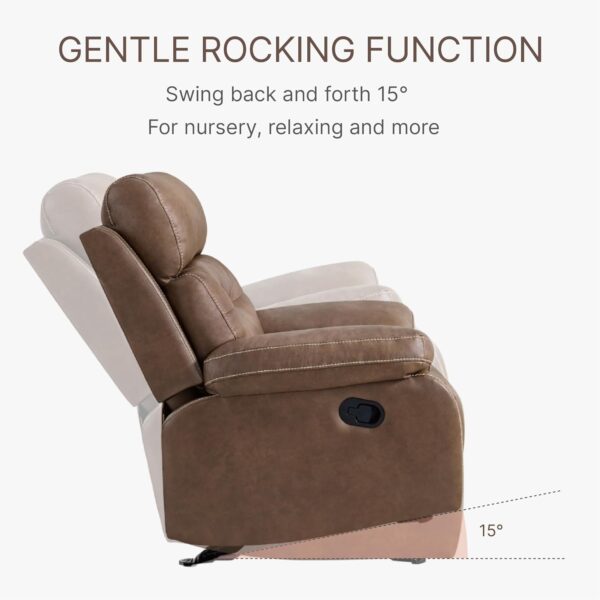 Manual Rocker Recliner Chair with Overstuffed Arms and Back, Faux Leather Single Sofa for Living Room Bedroom Home Theater Seating - Image 7