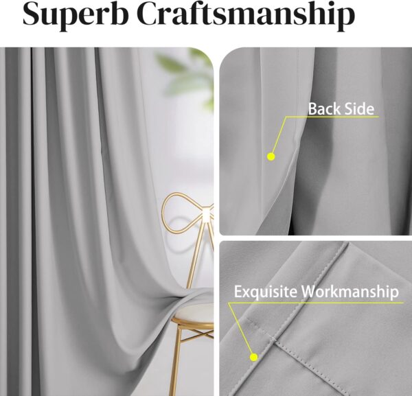 RHF Wide Thermal Blackout Patio Door Curtain Panel, Sliding Door Insulated Curtains,Thermal Curtains,Grommet Curtains, Extra Wide Curtains, Curtains for Sliding Glass Door:100W by 84L Inches- Grey - Image 6