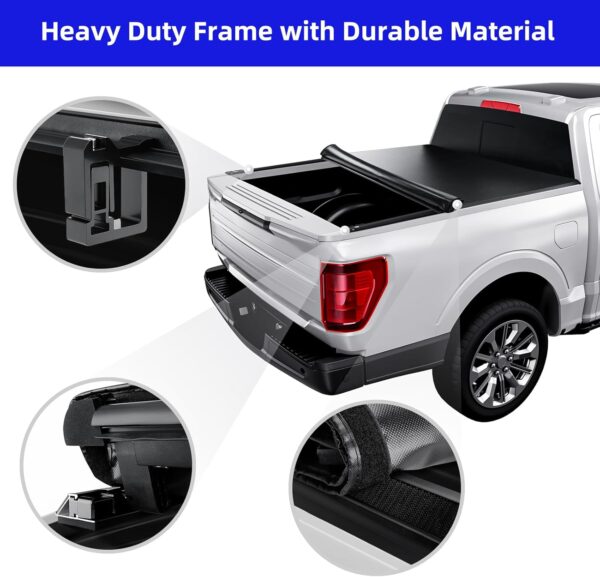 Soft Roll Up Truck Bed Cover Compatible with 2015-2020 Ford F-150 | Styleside 5.5' Bed Black - Image 4