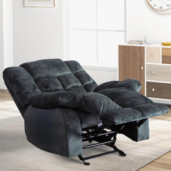 ANJHOME Single Recliner Chairs for Living Room Overstuffed Breathable Fabric Reclining Chair Manual Sofas (Gray) - Image 6