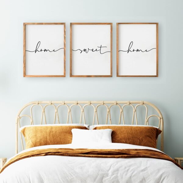 Heiple Set of 3 Framed Farmhouse Home Sweet Home Sign 11"x14" Above Bed Wall Decor for Bedroom Decor and Living Room Wall Art Wood Signs (Brown, 11''x14) - Image 4