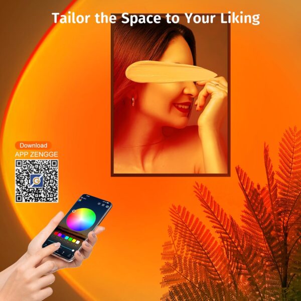 Sunset Lamp Projector with APP & Button Control, 360 Degree Rotation Multiple Colors Changing LED Lamp Night Light, Sunset Light for Bedroom Decor/Party/Christmas Gifts/Tiktok Live/Room Decor - Image 4