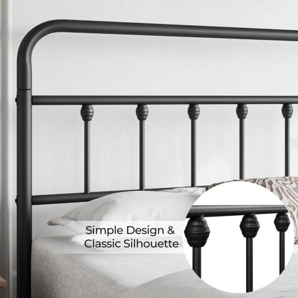 Yaheetech Classic Metal Platform Bed Frame Mattress Foundation with Victorian Style Iron-Art Headboard/Footboard/Under Bed Storage/No Box Spring Needed/Queen Size Black - Image 5