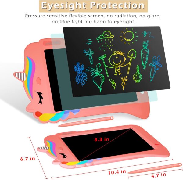 Jasonwell LCD Drawing Writing Tablet - Drawing Pad Doodle Board for Kids Toddlers Drawing Toy Educational Learning Toys Christmas Birthday Gift 2 3 4 5 6 7 8 Year Old Girls Boys (Pink Unicorn) - Image 3