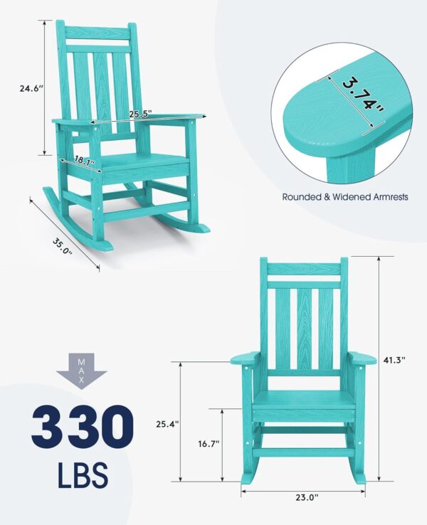 KINGYES Outdoor Patio Rocking Chair, Aruba - Image 2