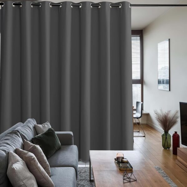 RYB HOME Blackout Curtains & Drapes - Total Privacy Thermal Efficiency Backdrop Curtains for Bedroom Room Divider Vertical Blind Living Room Patio Sliding Glass Door, Wide 100 x Long 84 inch, Grey - Image 7