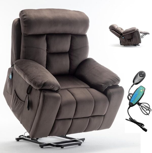 26in Extra Wide Recliner Chair for Big Man 400lbs, Oversized Power Lift Chair with Heat and Massage Hidden Cup Holder, Lift Recliner Chairs for Elderly (Dark Brown) - Image 4