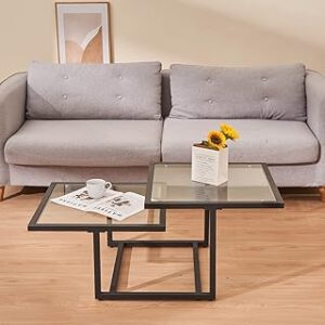 Square Coffee Table with Black Frame, Modern Coffee Tables for Living Room, Studio Apartment Essentials (Black)