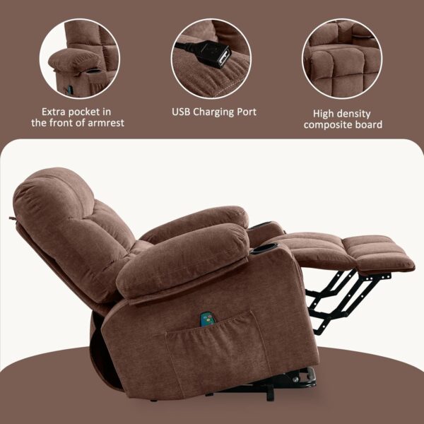 Power Lift Recliner Chair for Elderly with Heat and Vibration Massage Recliner Chair with USB Charge Port for Living Room- Infinite Position, Side Pocket - Image 5