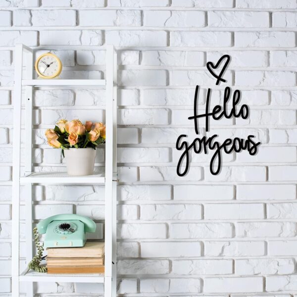 Hello Gorgeous Words Wall Decor 3D Wooden Sign Art for Home Room Office Door Decorations Party Supplies (Black) - Image 6