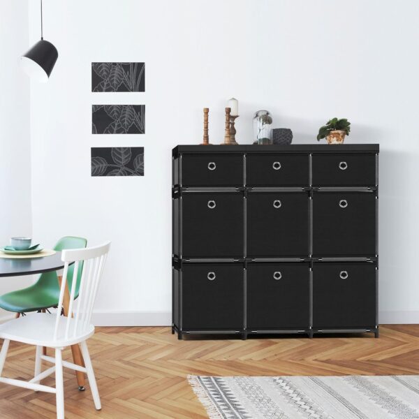 HAITRAL 9 Cube Storage Organizer, Fabric Storage Chest Drawers Organizer Unit for Closet, Easy Assembly Clothes Closet Dresser for Bedroom,Dorm,Hallway, Storage Bins (Black) - Image 2