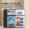 3.2 Cu.Ft. Mini Fridge with Freezer 2 Door Refrigerator and Freezer Small Fridge for Bedroom Home Office Dorm, Small Drink Chiller, 37 dB Low Noise, Stainless Steel - Image 3
