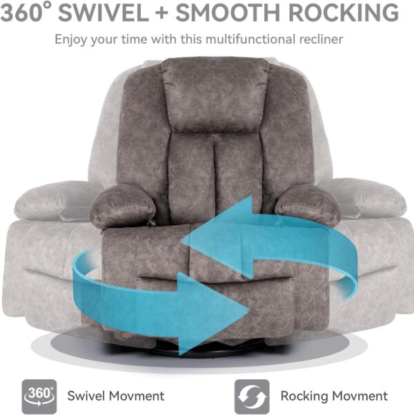 Recliner Chair Massage Rocker with Heated Modern Ergonomic Lounge 360 Degree Swivel Single Sofa Seat Living Room Lounge Recliners on Clearance Foam Filling - Image 3