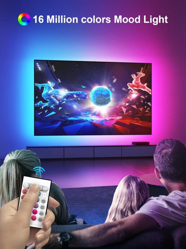 GIPOYENT LED Lights for TV, 16.4FT TV LED Backlight, for 45-75 Inch TV, Music Sync TV LED Light with Bluetooth Function - RGB Color Changing Light Strip for Bedroom (16.4ft) - Image 2