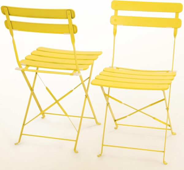 Kromax Outdoor Patio Bistro Set, Folding Bistro Table and Chairs Set, 3 Piece Folding Patio Furniture Set, Space Saving, Yellow - Image 6