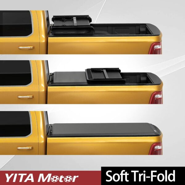 YITAMOTOR Soft Tri-Fold Truck Bed Tonneau Cover Compatible with 2005-2024 Nissan Frontier(NO México), Fleetside 5 ft Bed - Image 4