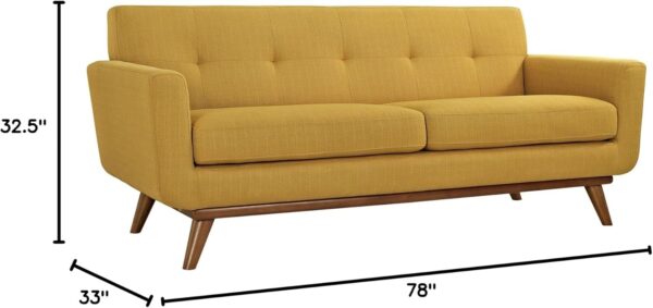 Modway Engage Mid-Century Modern Upholstered Fabric Loveseat in Citrus - Image 3
