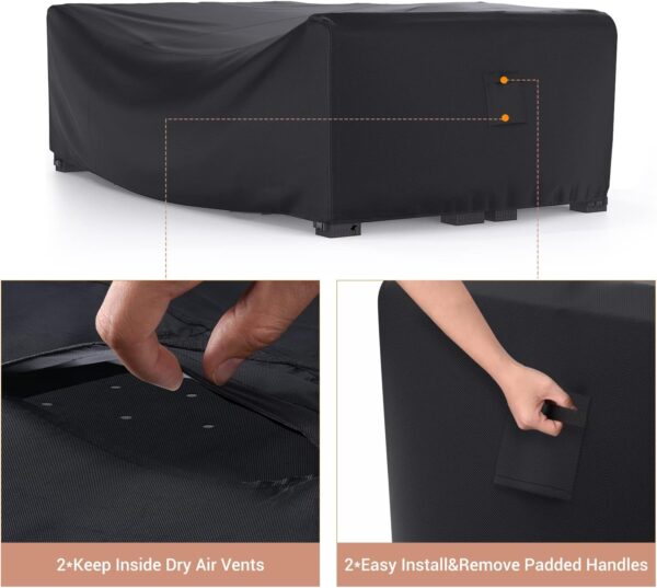 Patio Furniture Set Cover Waterproof, Mrrihand Outdoor Sectional Sofa Set Cover Heavy Duty 600D Table and Chair Set Cover 107" L×81" W×27.9" H - Image 3