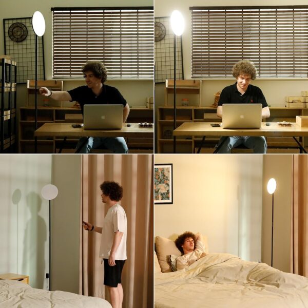 LED Floor Lamp with Remote, Touch Control, Fully Dimmable, Adjustable Brightness, 69 in, Black - Image 5