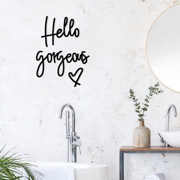 Hello Gorgeous Words Wall Decor 3D Wooden Sign Art for Home Room Office Door Decorations Party Supplies (Black) - Image 7