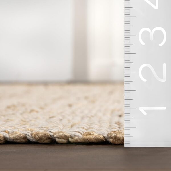 nuLOOM 6x9 Elfriede Jute & Cotton Hand Woven Area Rug, Natural, Solid Rustic Farmhouse Style, Weaved Design, Natural Fiber, For Bedroom, Living Room, Dining Room, Hallway, Office, Entryway - Image 2