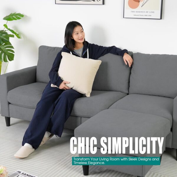 Modular Sectional Sofa Couch, L Shaped Couch with Storage Ottoman, Convertible Sofa with Chaise, Modern 3 Seater Comfy Couch for Living Room, Apartment, Small Space - Image 4