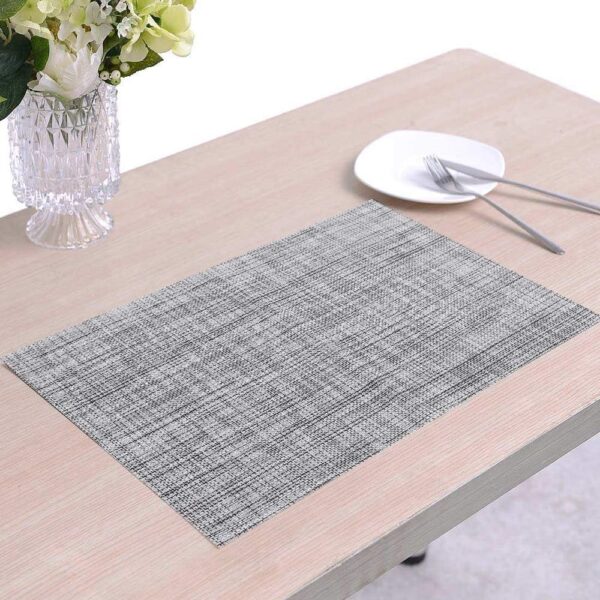 homEdge PVC Placemat, 4 PCS of Non-Slip Heat Resistant Place Mats, Washable Vinyl Placemats, Set of 4 – Gray - Image 7