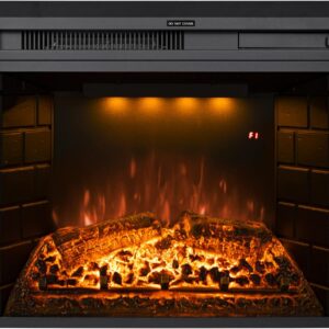 Electric Fireplace Insert 22" Wide, Wall Fireplace Electric with Remote Control, Realistic Log and Crackling Sound, Overheating Protection and Timer, 750/1500W Black