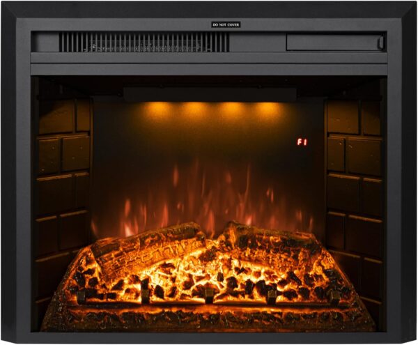 Electric Fireplace Insert 22" Wide, Wall Fireplace Electric with Remote Control, Realistic Log and Crackling Sound, Overheating Protection and Timer, 750/1500W Black